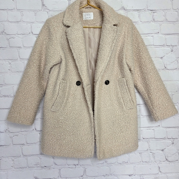 Zara Cream Light Pink Teddy Jacket Girls - Picture 8 of 15